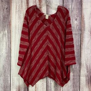 American Rag Red & Silver Shiny Striped Sweater Women’s Size 2X. #5053